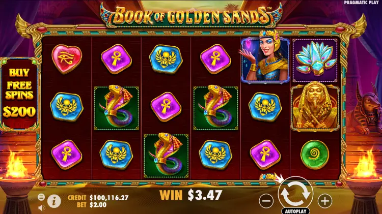 book of golden sands slot base game